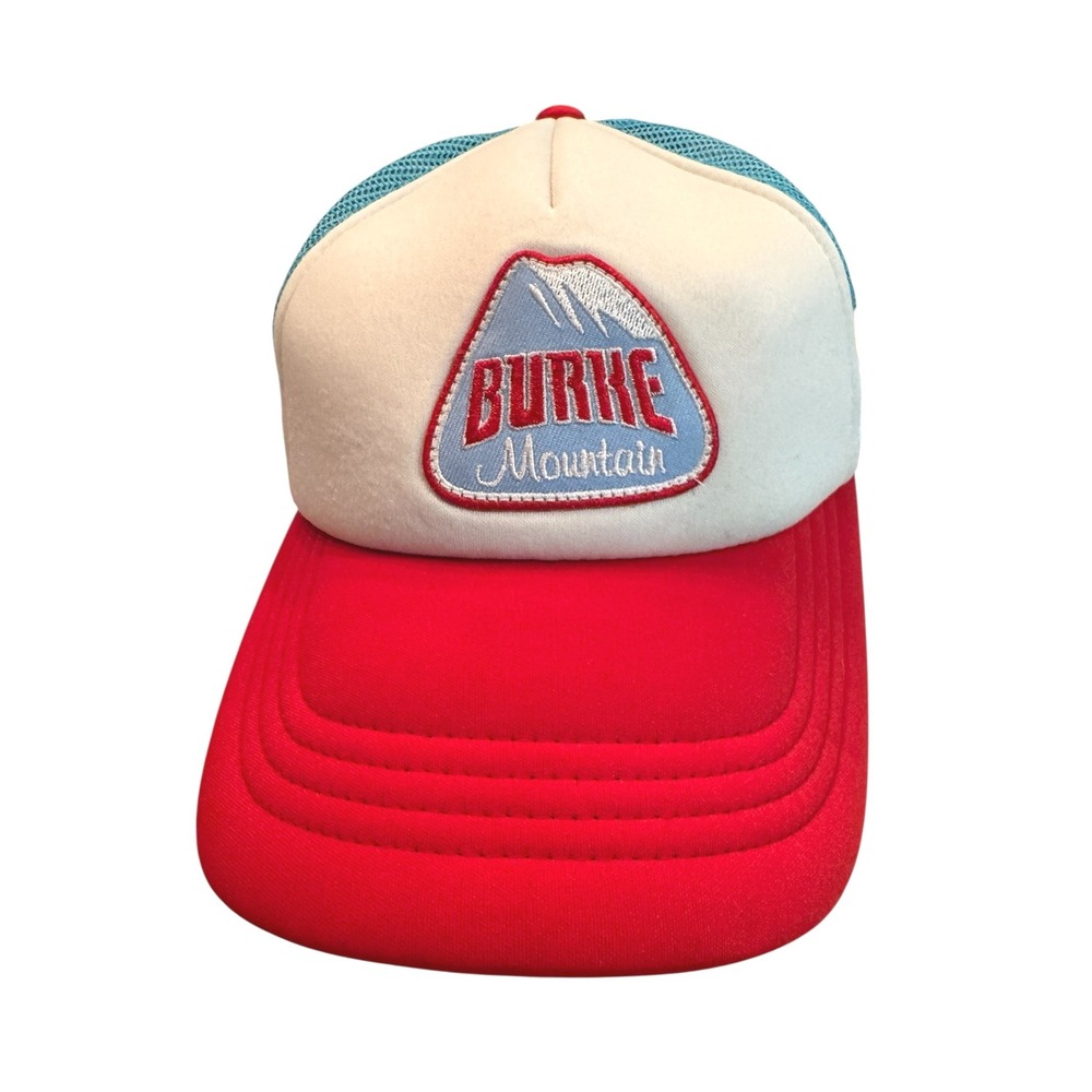 Burke Mountain Vermont Trucker Hat Red Blue White Snapback Cap Ski Retro Mesh